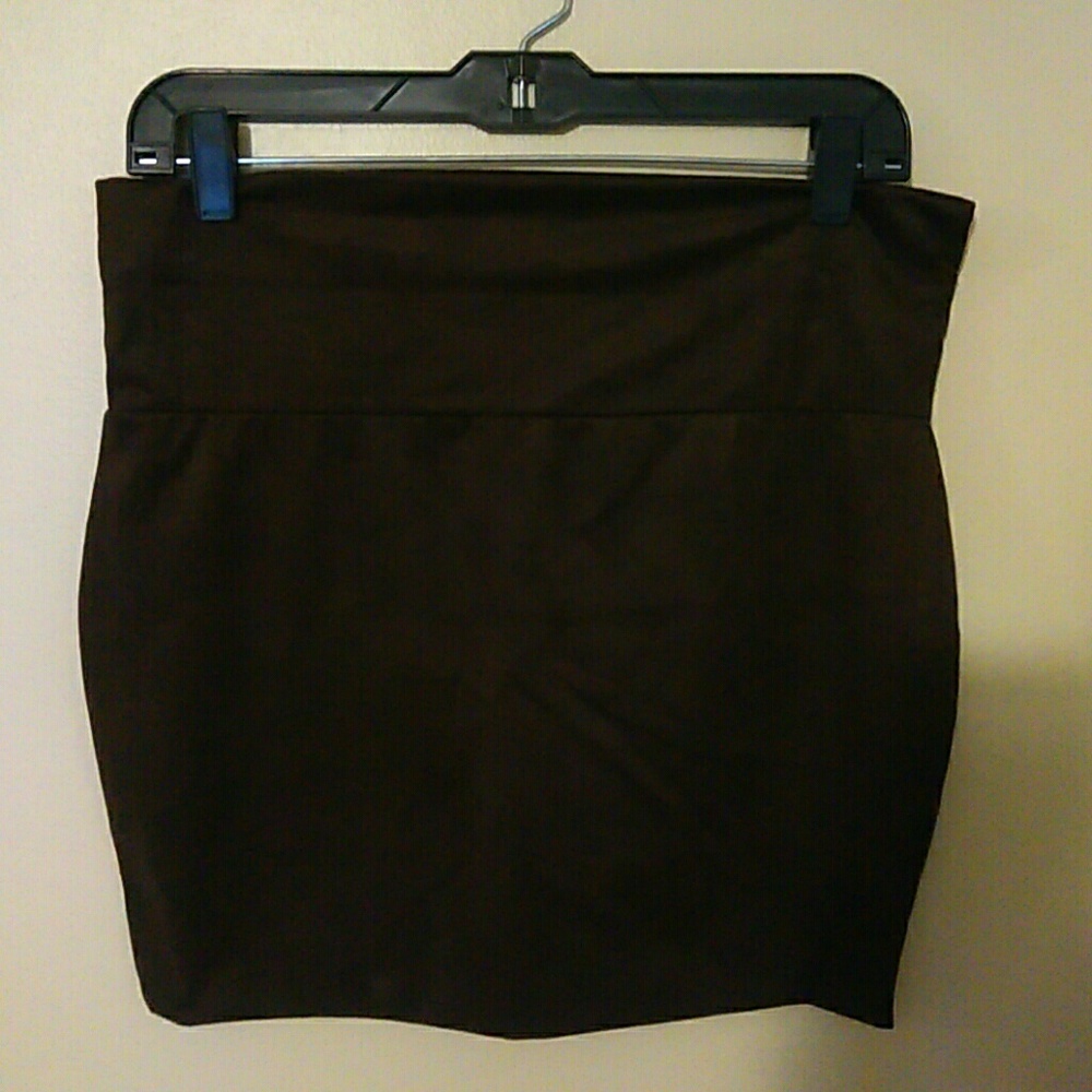Brown faux suede mini skirt